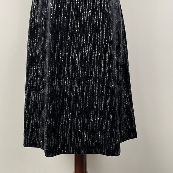 90s VTG Ronni Nicole 2-Pc Velvet Evening Dress w/ Jacket Black Glitter Sparkly - Picture 9 of 16